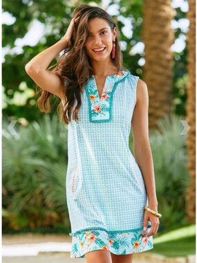 Cabana Life Cayman Sleeveless Fringe Tunic Dress size XS